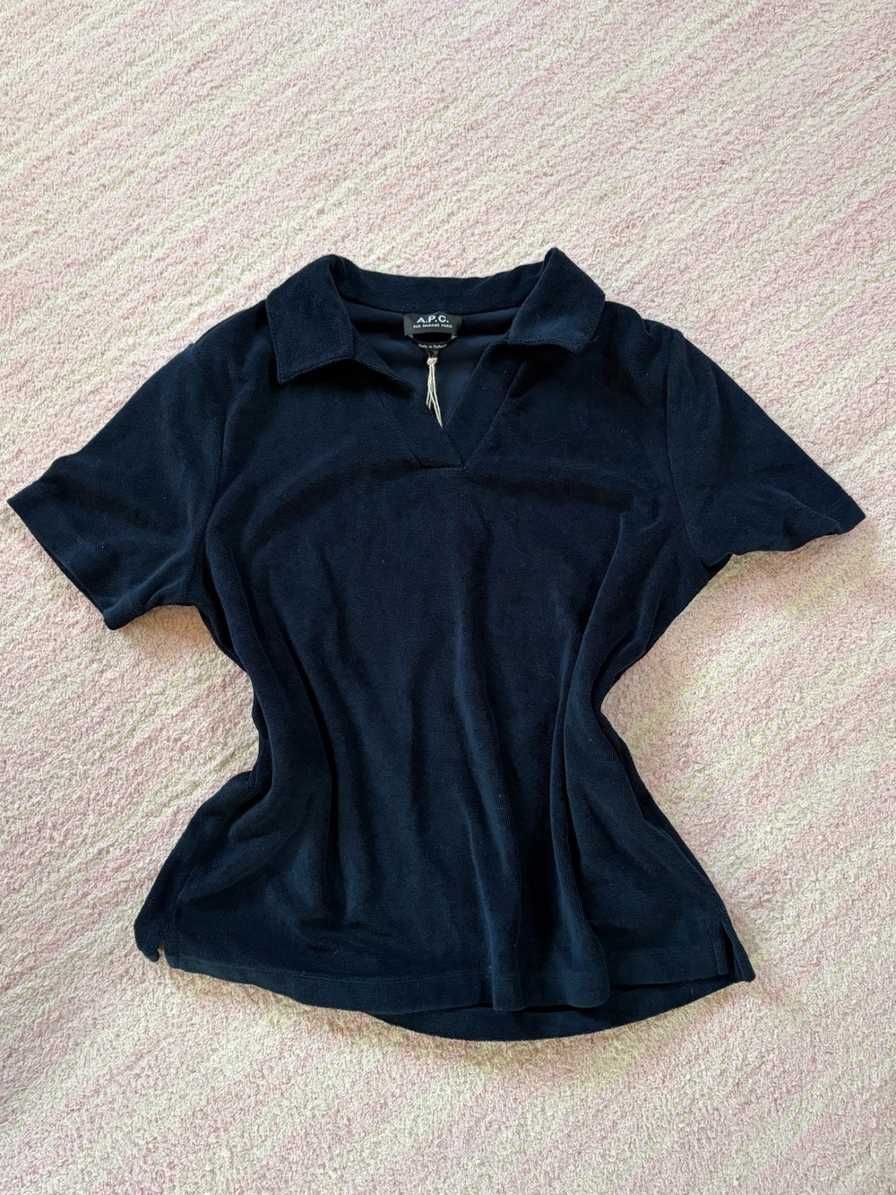 A.P.C. Navy terry cloth polo, brand new with tags!